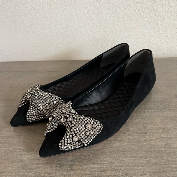 Tory Burch ESME Flat Kid Suede /Crystal Shoes - Picture 5 of 9